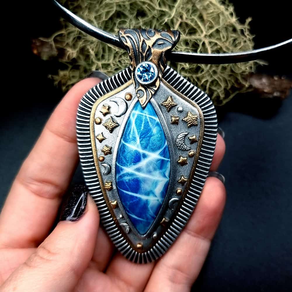 Unique polymer clay pendant "Pure Space Energy" Pendant SweetyBijou Jewelry