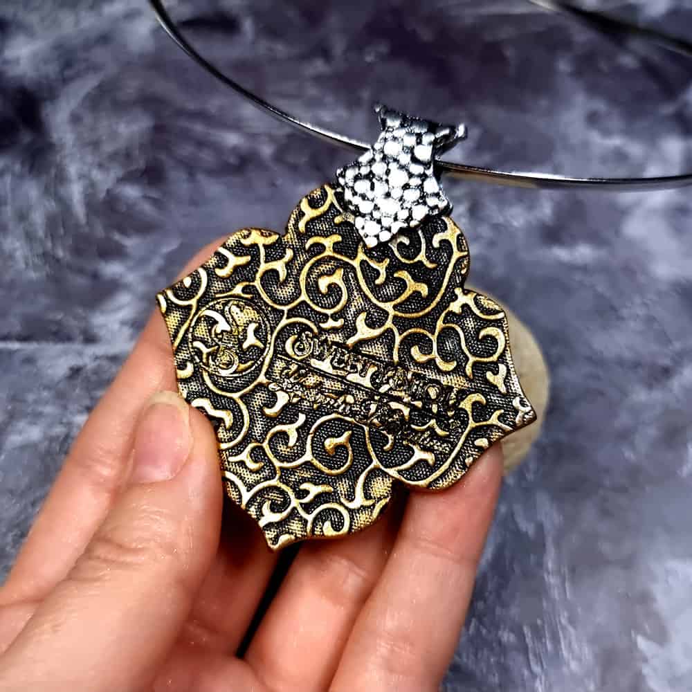 Amazing Polymer clay Pendant with Faux Opal Pendant SweetyBijou Jewelry