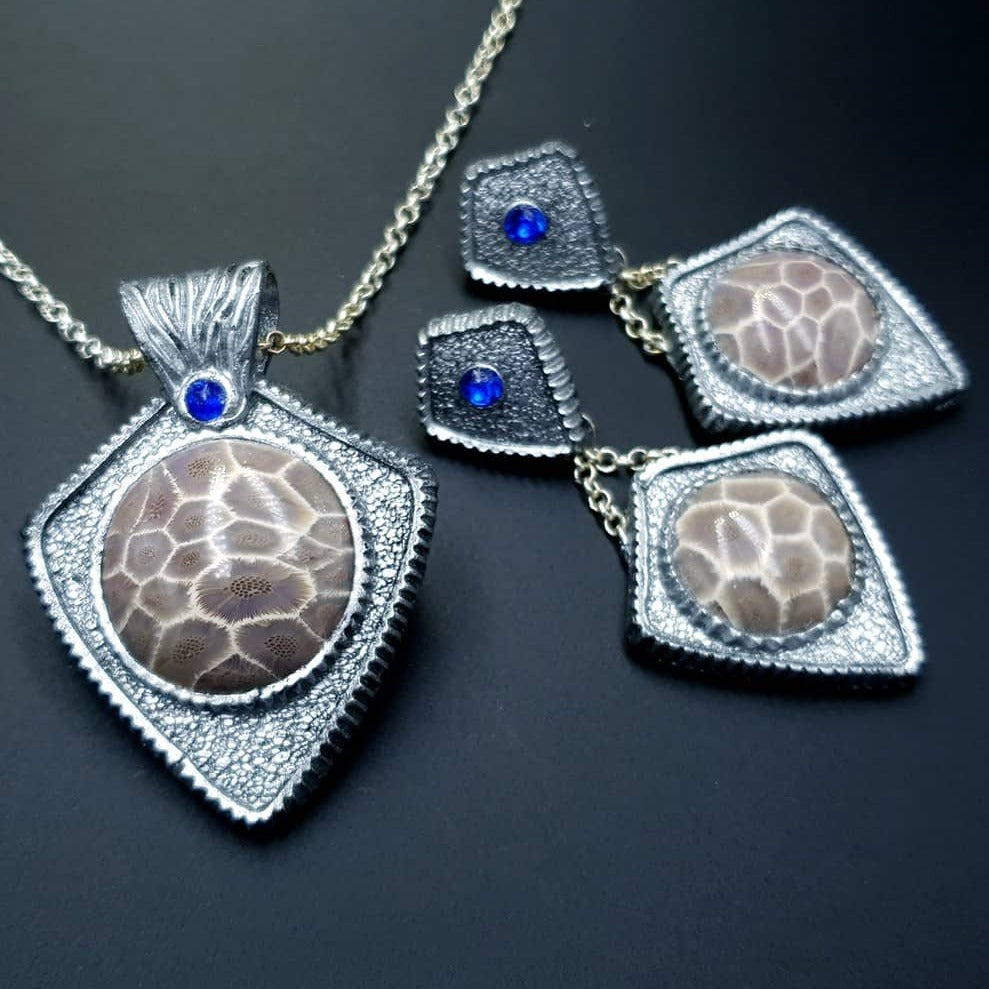 "Petoskey Stone" Jewelry Set Jewelry Set SweetyBijou Jewelry Default Title