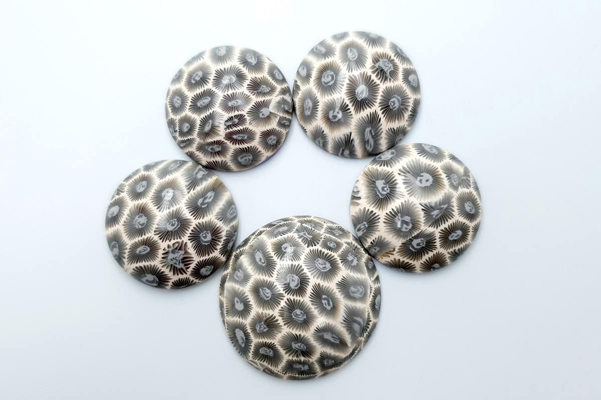 5 cabochons faux petoskey stones from polymer clay Cabochons SweetyBijou Cabochons