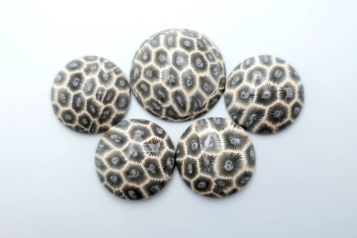 5 cabochons faux petoskey stones from polymer clay Cabochons SweetyBijou Cabochons