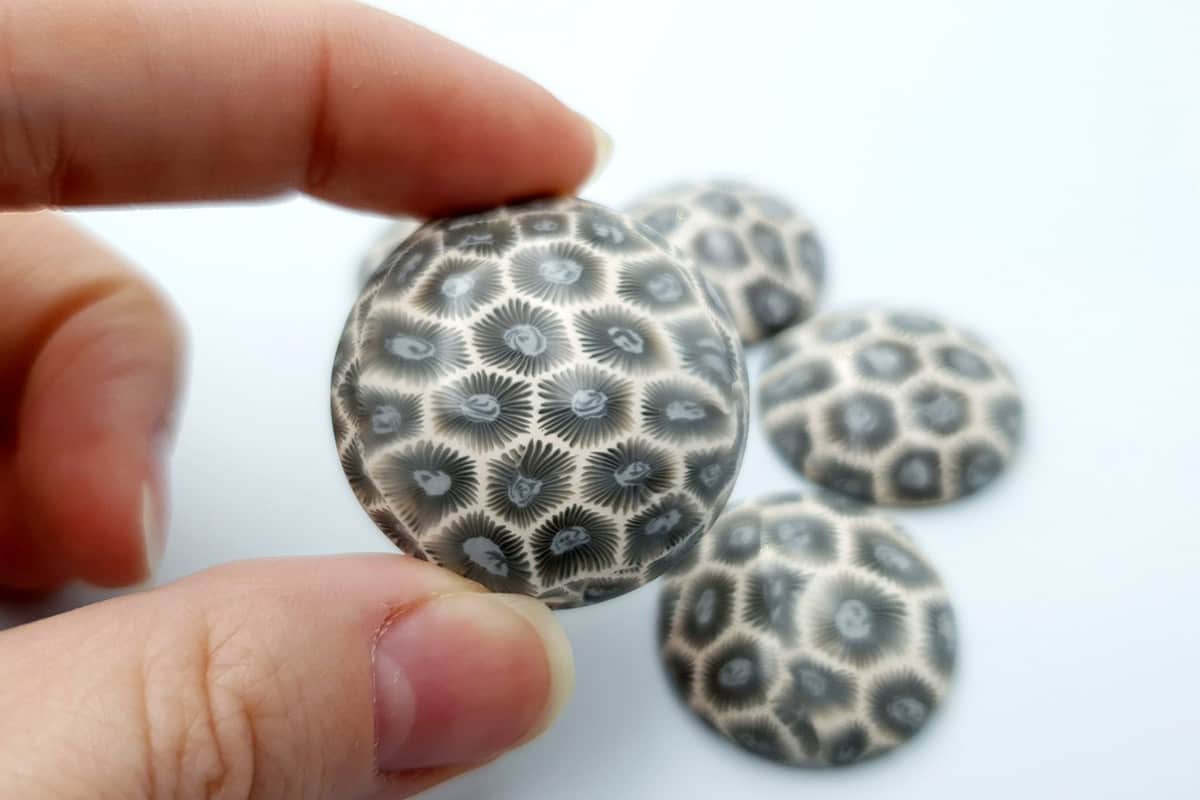5 cabochons faux petoskey stones from polymer clay Cabochons SweetyBijou Cabochons
