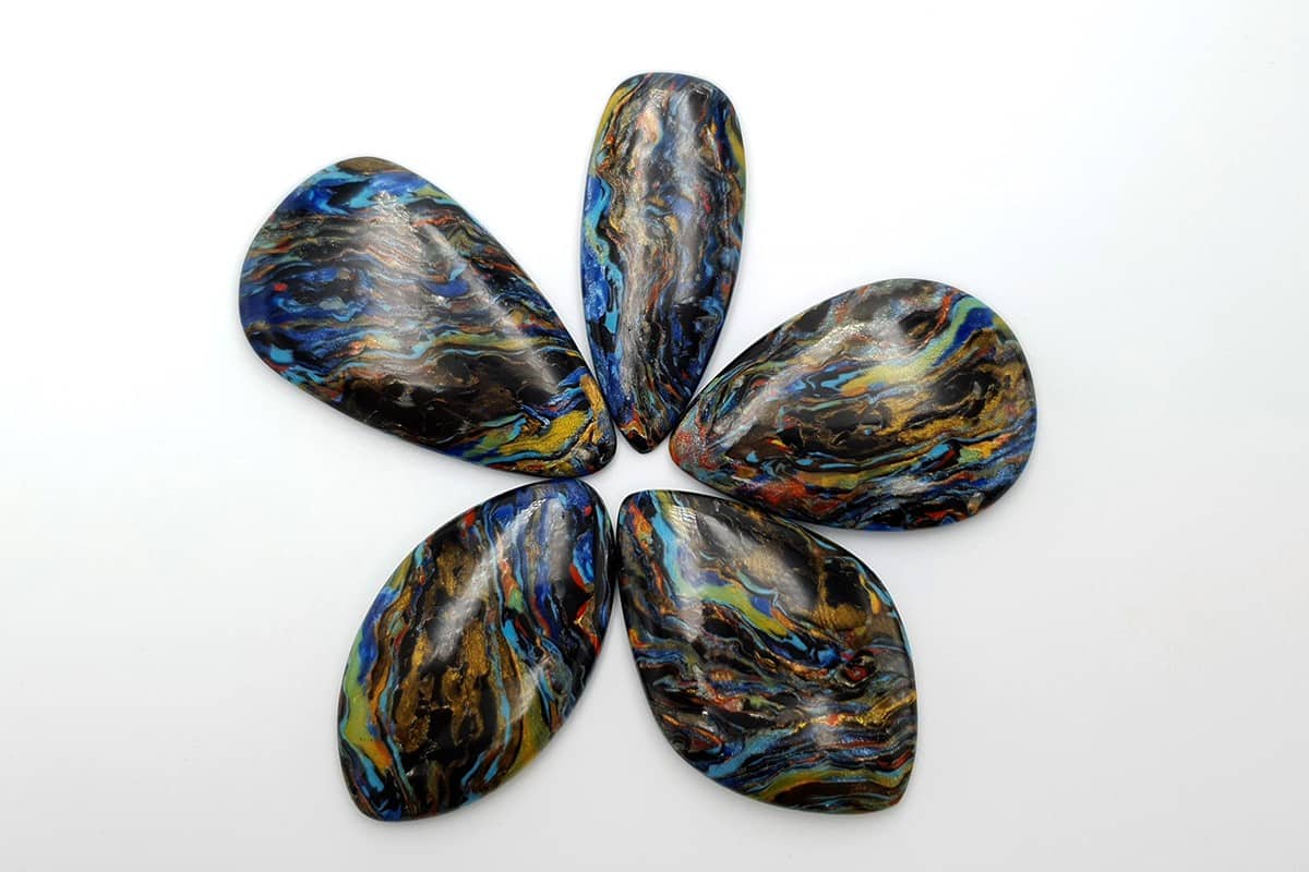 5 pcs Faux Pietersite Stones from Polymer Clay (#1) Cabochons SweetyBijou Cabochons Default Title