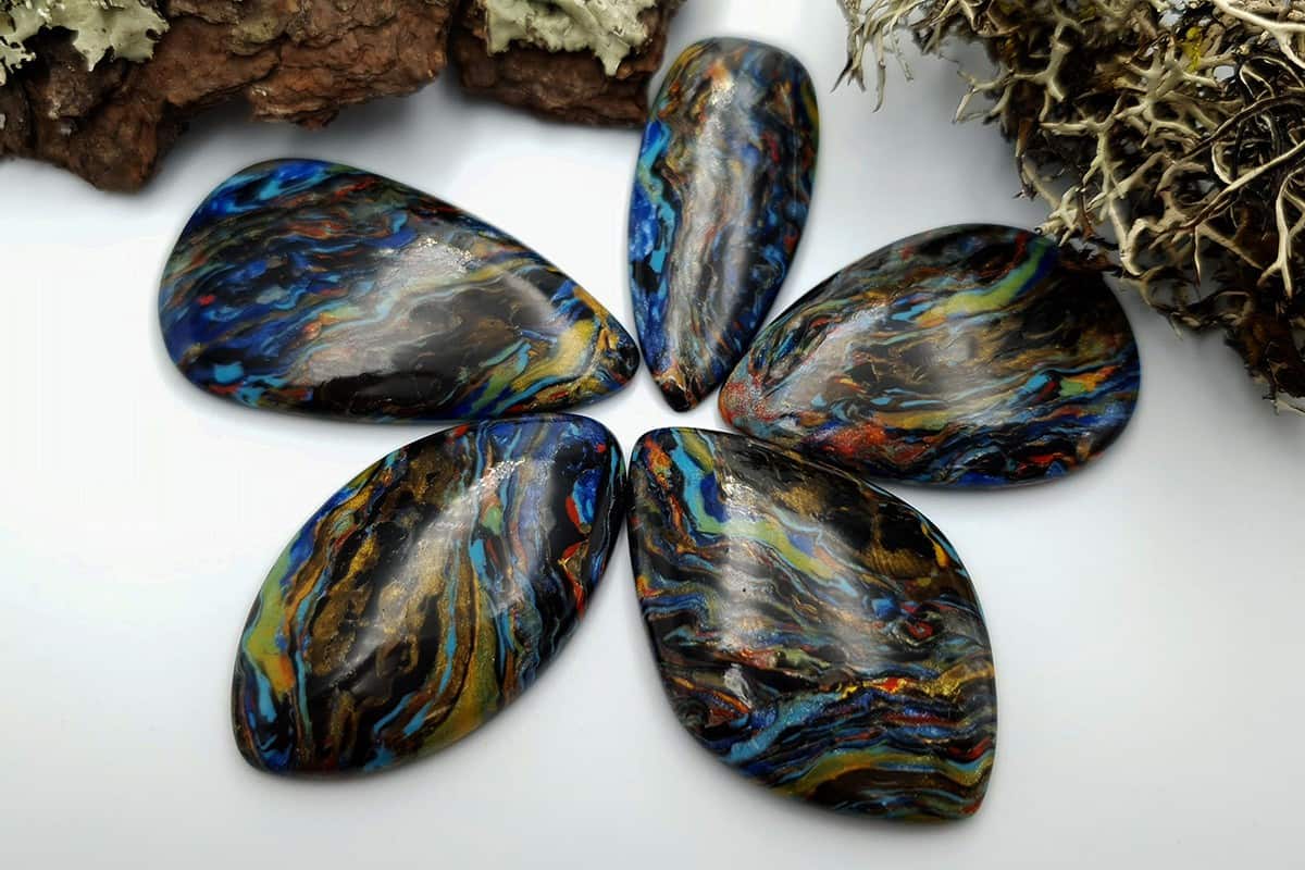 5 pcs Faux Pietersite Stones from Polymer Clay (#1) Cabochons SweetyBijou Cabochons