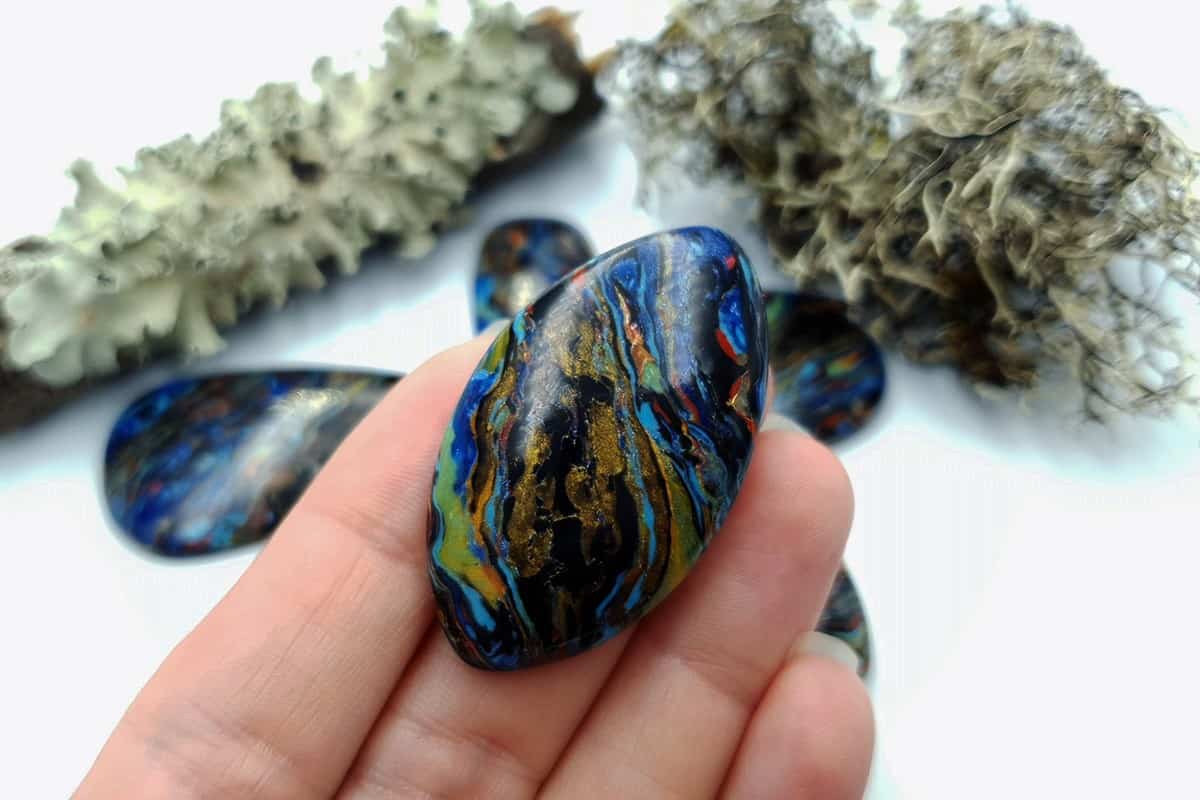 5 pcs Faux Pietersite Stones from Polymer Clay (#1) Cabochons SweetyBijou Cabochons