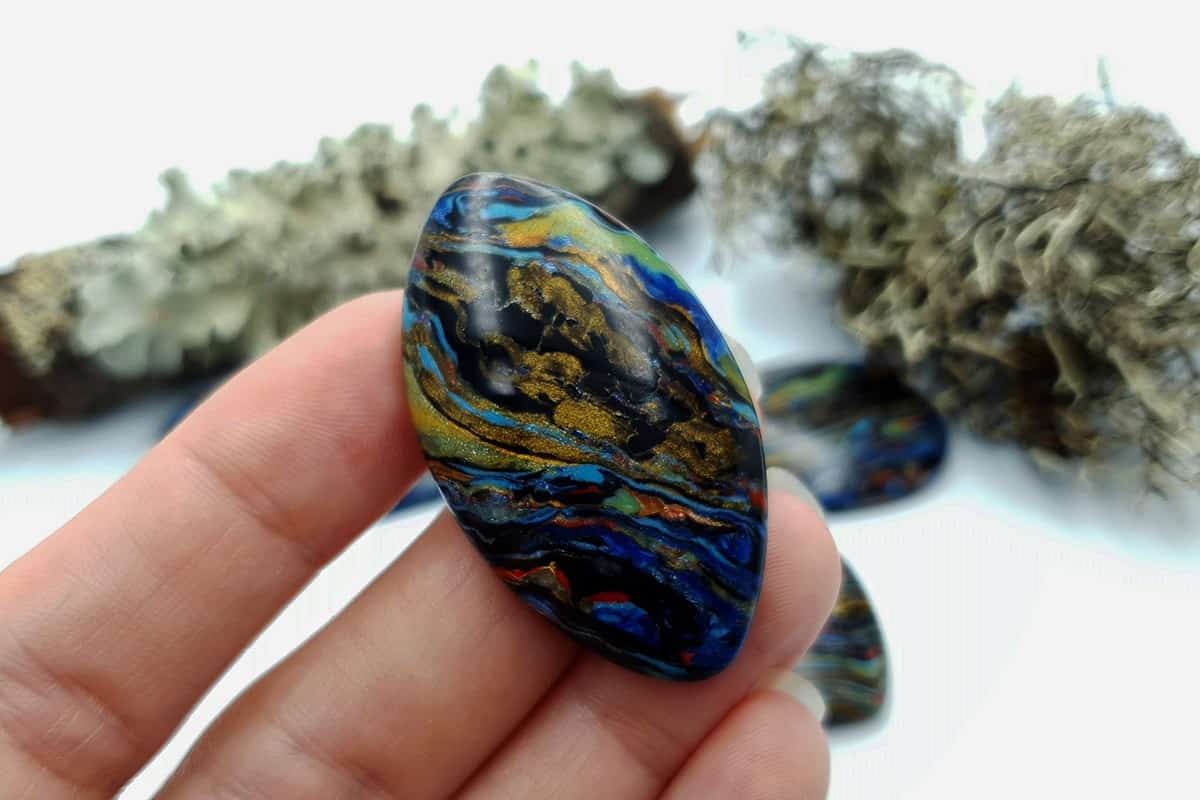 5 pcs Faux Pietersite Stones from Polymer Clay (#1) Cabochons SweetyBijou Cabochons