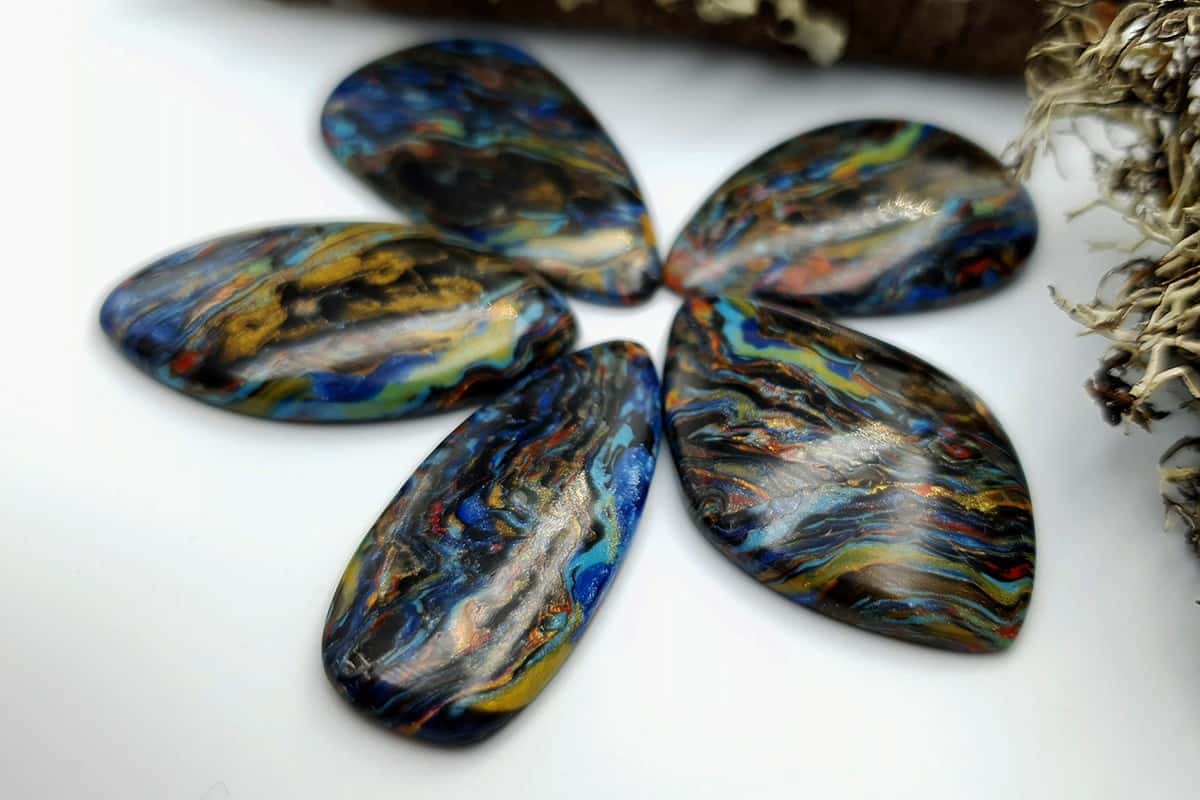 5 pcs Faux Pietersite Stones from Polymer Clay (#1) Cabochons SweetyBijou Cabochons