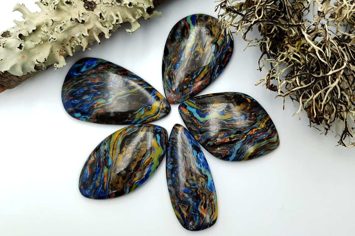 5 pcs Faux Pietersite Stones from Polymer Clay (#1) Cabochons SweetyBijou Cabochons