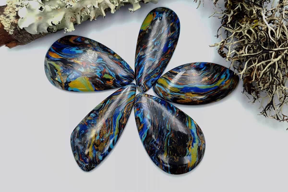 5 pcs Faux Pietersite Stones from Polymer Clay (#2) Cabochons SweetyBijou Cabochons Default Title