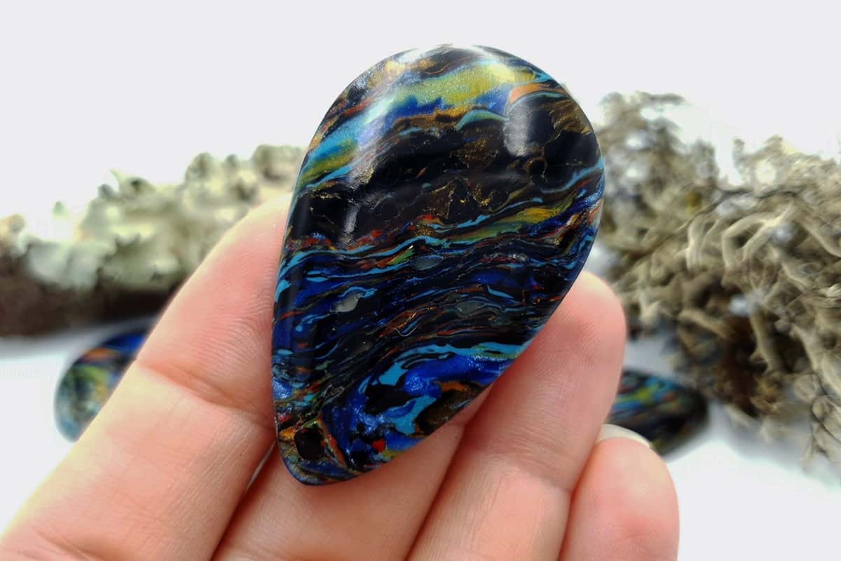 5 pcs Faux Pietersite Stones from Polymer Clay (#2) Cabochons SweetyBijou Cabochons