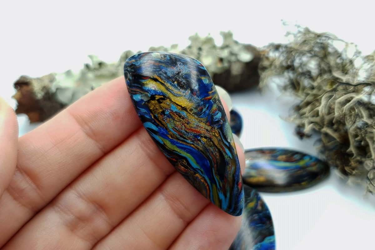 5 pcs Faux Pietersite Stones from Polymer Clay (#2) Cabochons SweetyBijou Cabochons