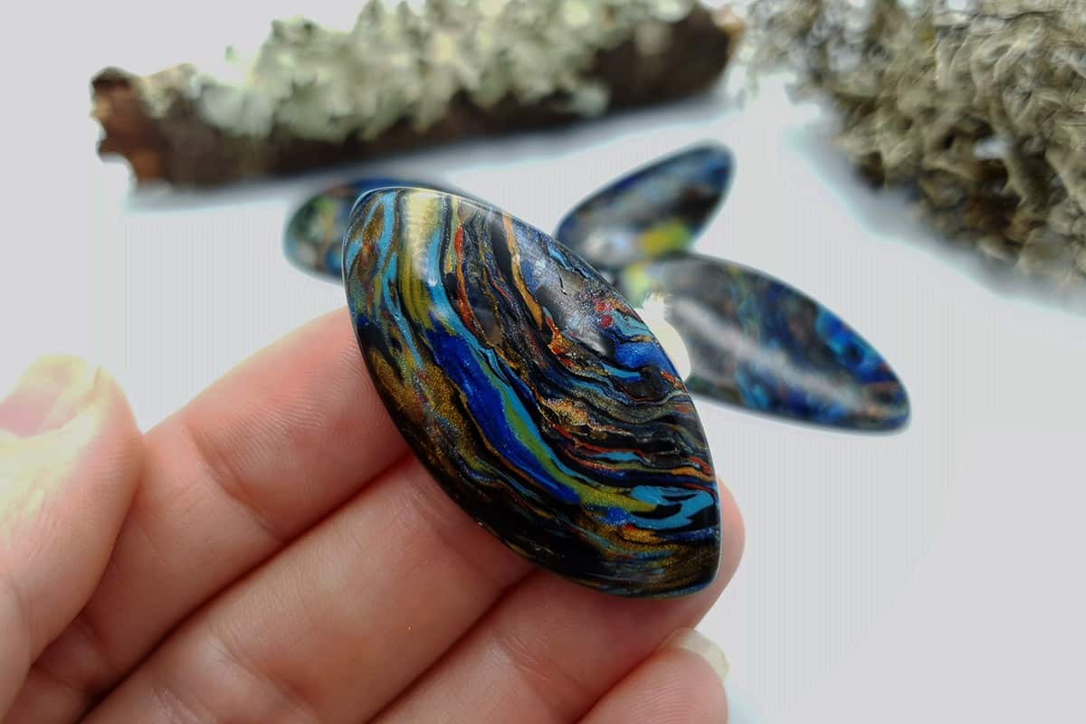 5 pcs Faux Pietersite Stones from Polymer Clay (#2) Cabochons SweetyBijou Cabochons
