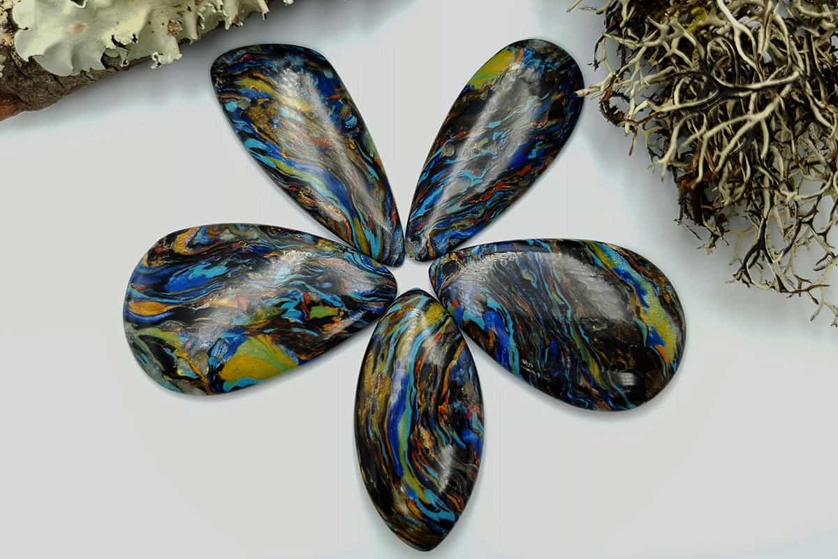 5 pcs Faux Pietersite Stones from Polymer Clay (#2) Cabochons SweetyBijou Cabochons