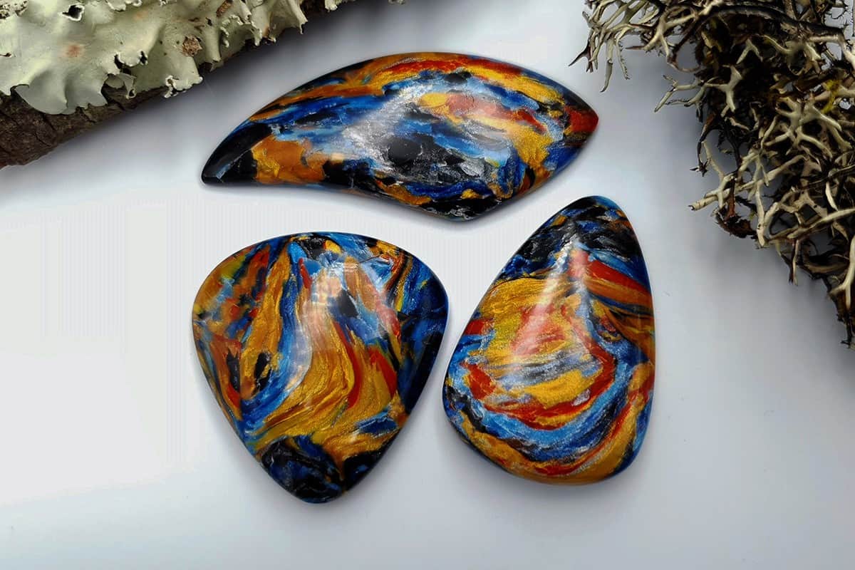 3 pcs Faux Pietersite Stones from Polymer Clay (#3) Cabochons SweetyBijou Cabochons Default Title