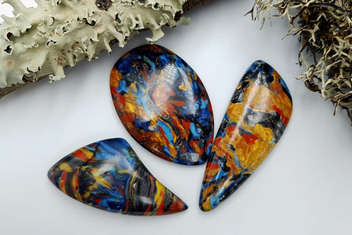 3 pcs Faux Pietersite Stones from Polymer Clay (#5) Cabochons SweetyBijou Cabochons Default Title