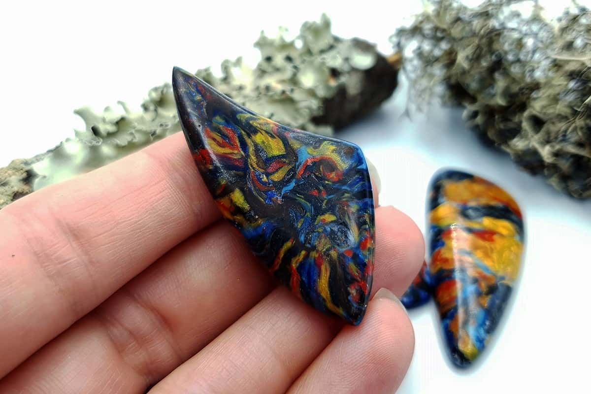 3 pcs Faux Pietersite Stones from Polymer Clay (#5) Cabochons SweetyBijou Cabochons
