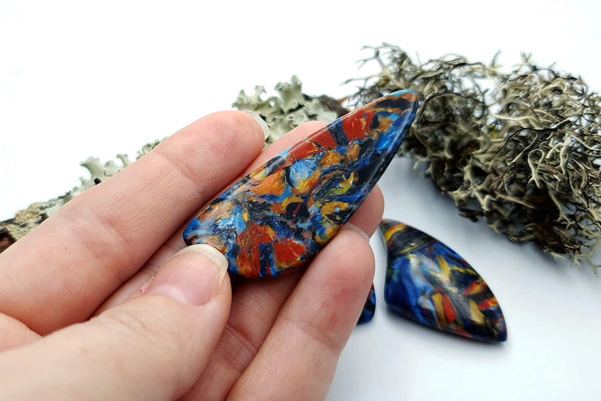 3 pcs Faux Pietersite Stones from Polymer Clay (#5) Cabochons SweetyBijou Cabochons