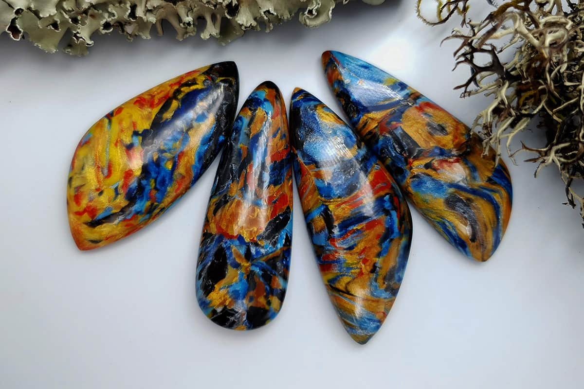 4 pcs Faux Pietersite Stones from Polymer Clay (#6) Cabochons SweetyBijou Cabochons Default Title