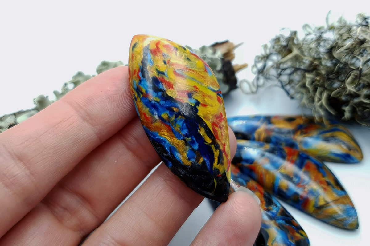 4 pcs Faux Pietersite Stones from Polymer Clay (#6) Cabochons SweetyBijou Cabochons