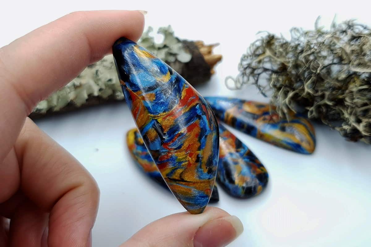 4 pcs Faux Pietersite Stones from Polymer Clay (#6) Cabochons SweetyBijou Cabochons