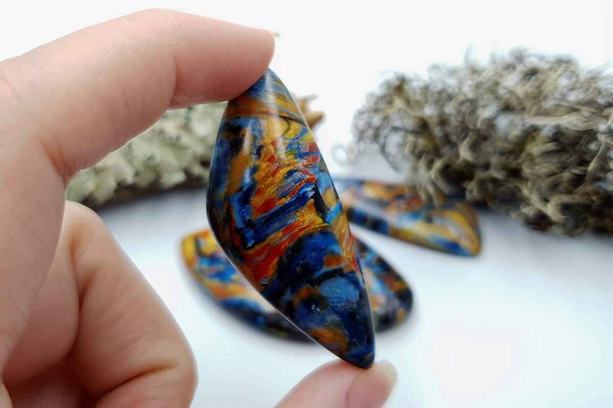 4 pcs Faux Pietersite Stones from Polymer Clay (#6) Cabochons SweetyBijou Cabochons