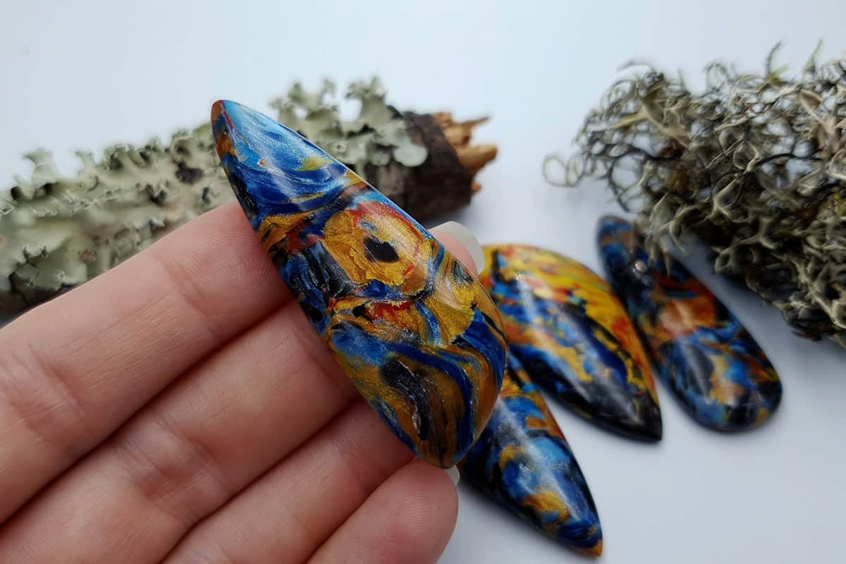 4 pcs Faux Pietersite Stones from Polymer Clay (#6) Cabochons SweetyBijou Cabochons