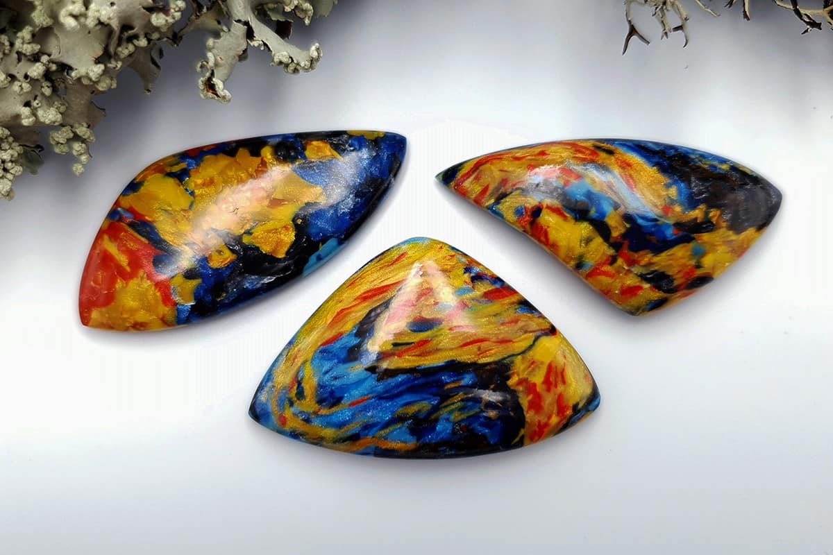3 pcs Faux Pietersite Stones from Polymer Clay (#7) Cabochons SweetyBijou Cabochons Default Title