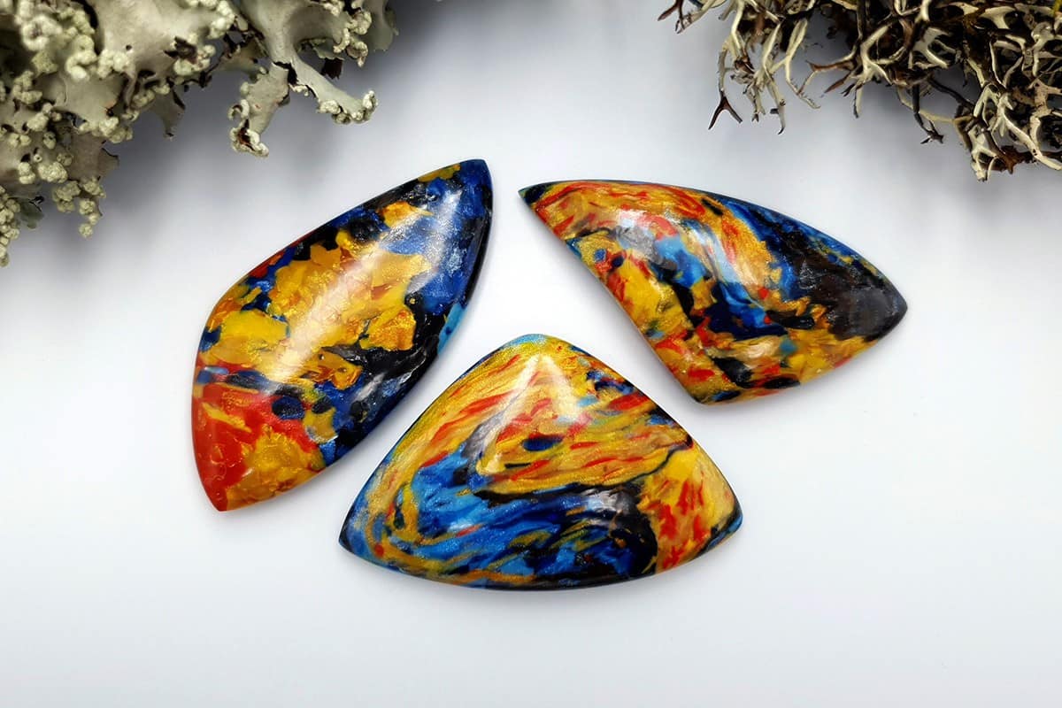 3 pcs Faux Pietersite Stones from Polymer Clay (#7) Cabochons SweetyBijou Cabochons