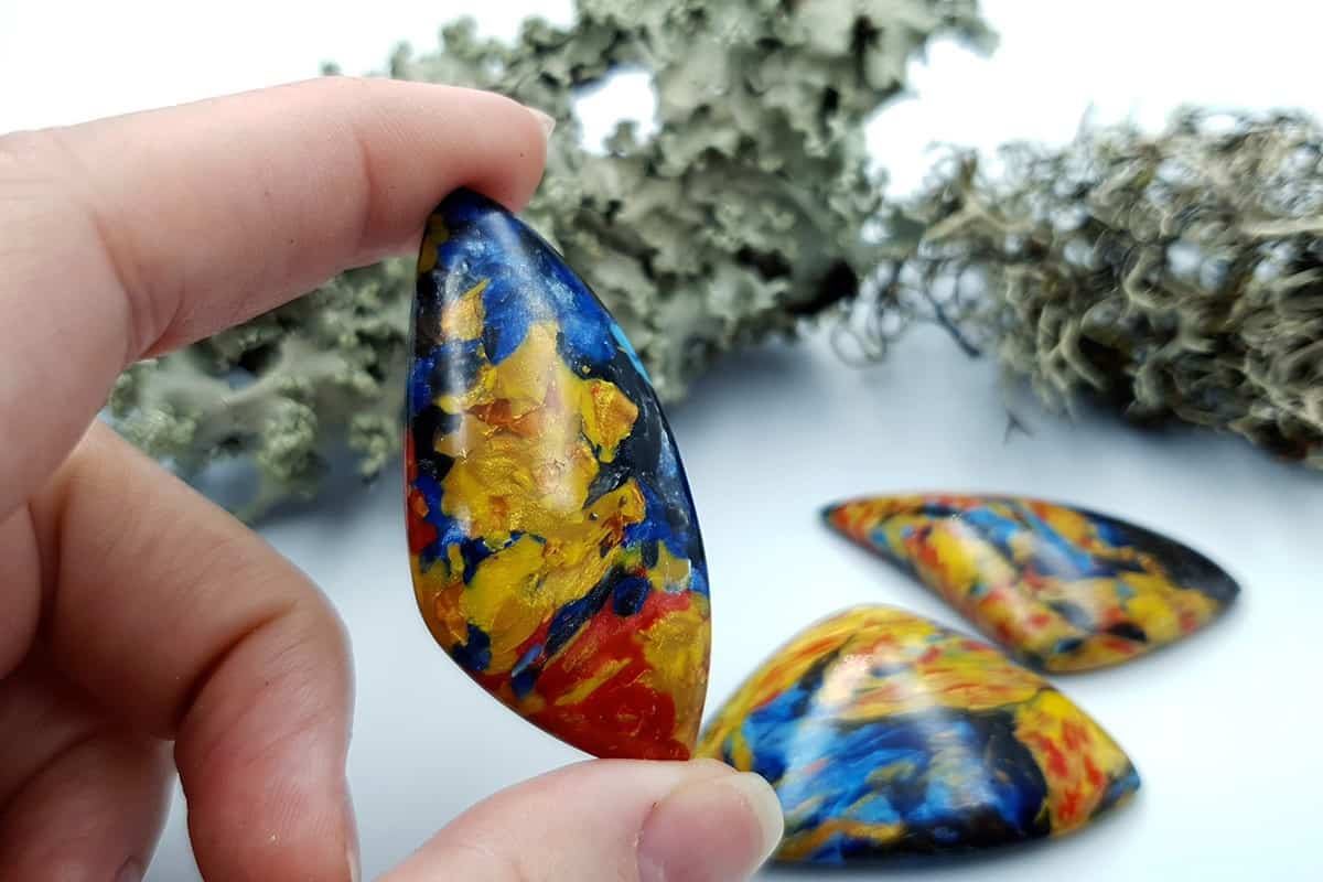 3 pcs Faux Pietersite Stones from Polymer Clay (#7) Cabochons SweetyBijou Cabochons