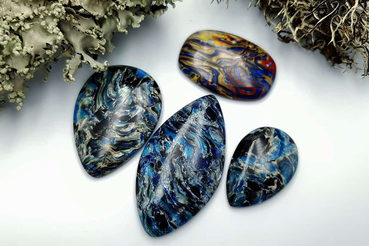 4 pcs Faux Pietersite Stones from Polymer Clay (#8) Cabochons SweetyBijou Cabochons Default Title