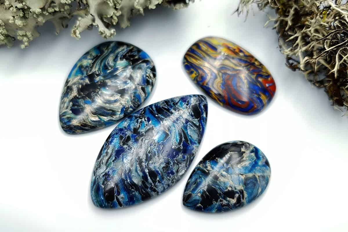 4 pcs Faux Pietersite Stones from Polymer Clay (#8) Cabochons SweetyBijou Cabochons