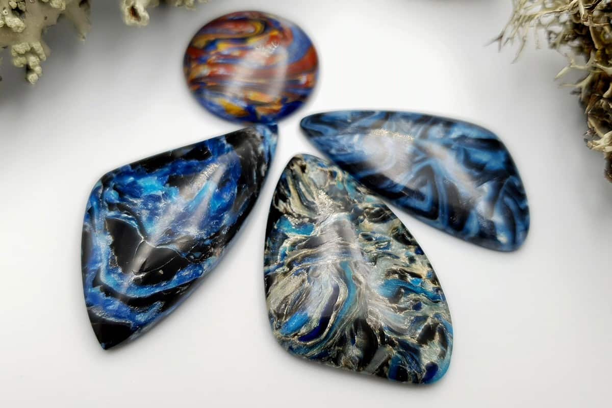4 pcs Faux Pietersite Stones from Polymer Clay (#9) Cabochons SweetyBijou Cabochons