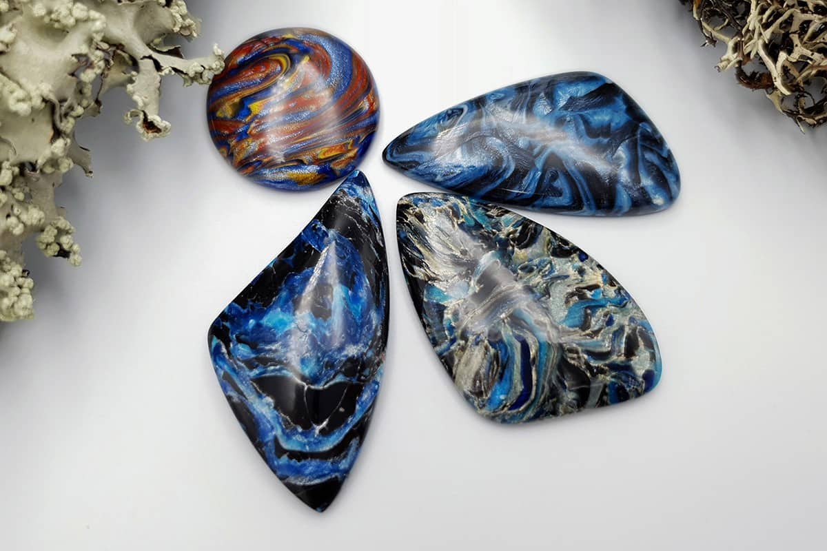 4 pcs Faux Pietersite Stones from Polymer Clay (#9) Cabochons SweetyBijou Cabochons