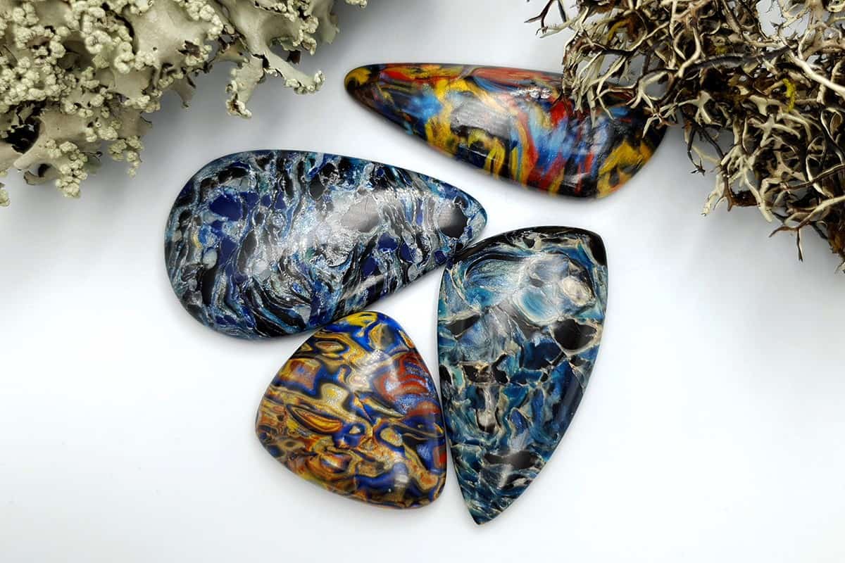 4 pcs Faux Pietersite Stones from Polymer Clay #11 Cabochons SweetyBijou Cabochons Default Title