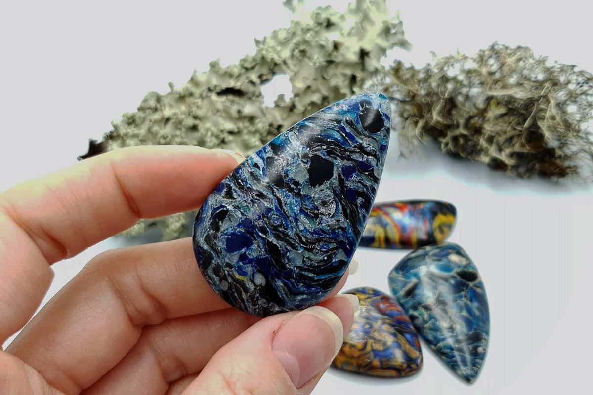 4 pcs Faux Pietersite Stones from Polymer Clay #11 Cabochons SweetyBijou Cabochons