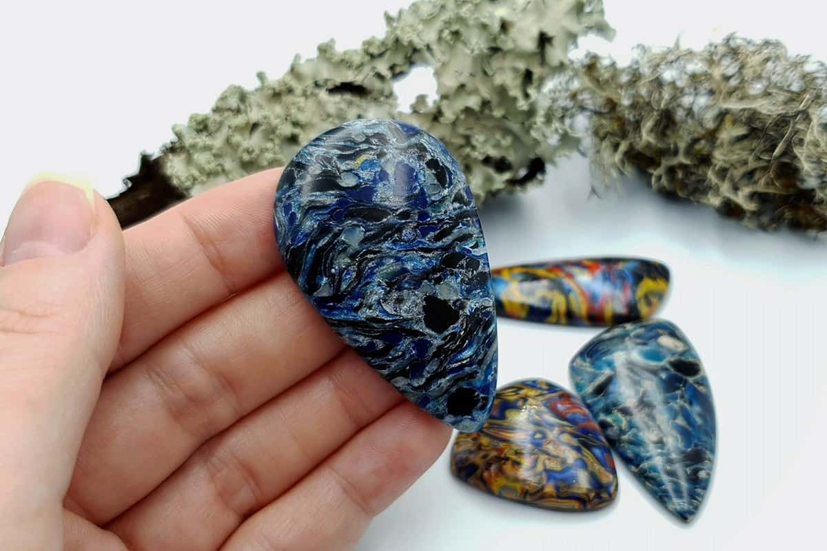 4 pcs Faux Pietersite Stones from Polymer Clay #11 Cabochons SweetyBijou Cabochons