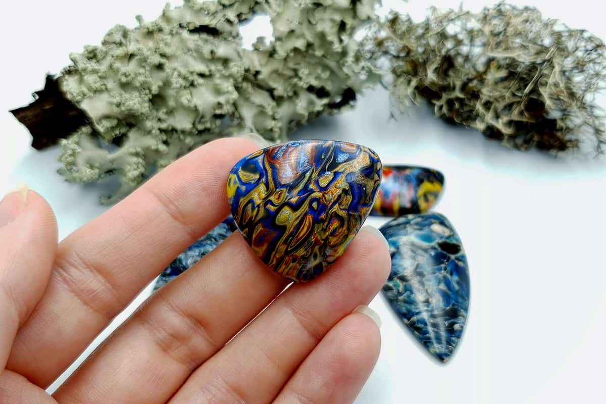 4 pcs Faux Pietersite Stones from Polymer Clay #11 Cabochons SweetyBijou Cabochons