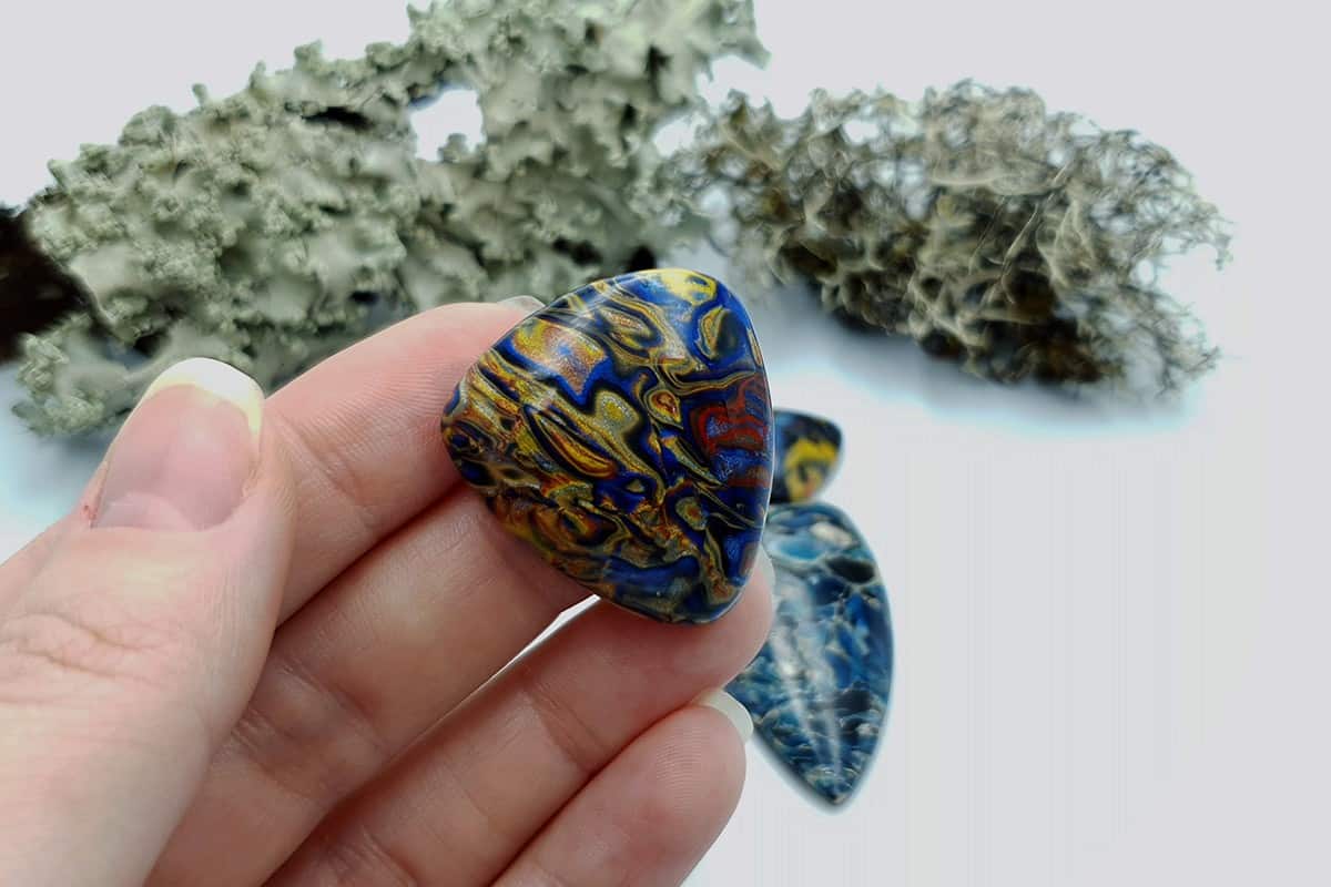 4 pcs Faux Pietersite Stones from Polymer Clay #11 Cabochons SweetyBijou Cabochons