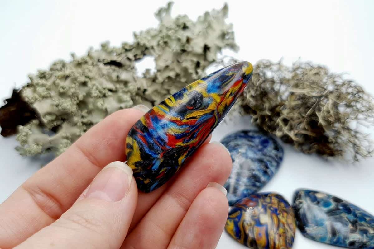 4 pcs Faux Pietersite Stones from Polymer Clay #11 Cabochons SweetyBijou Cabochons