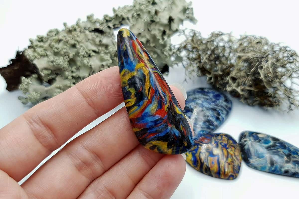 4 pcs Faux Pietersite Stones from Polymer Clay #11 Cabochons SweetyBijou Cabochons