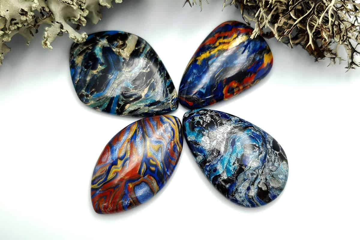 4 pcs Faux Pietersite Stones from Polymer Clay #12 Cabochons SweetyBijou Cabochons Default Title