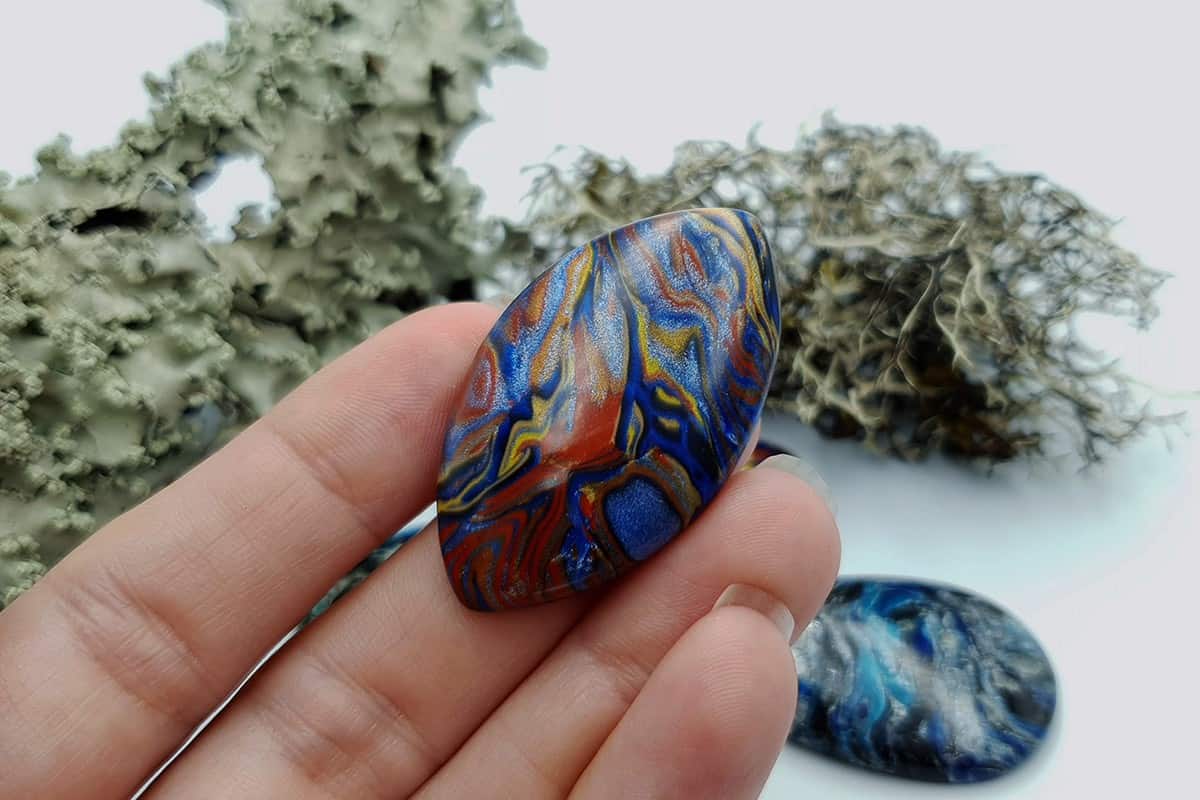 4 pcs Faux Pietersite Stones from Polymer Clay #12 Cabochons SweetyBijou Cabochons
