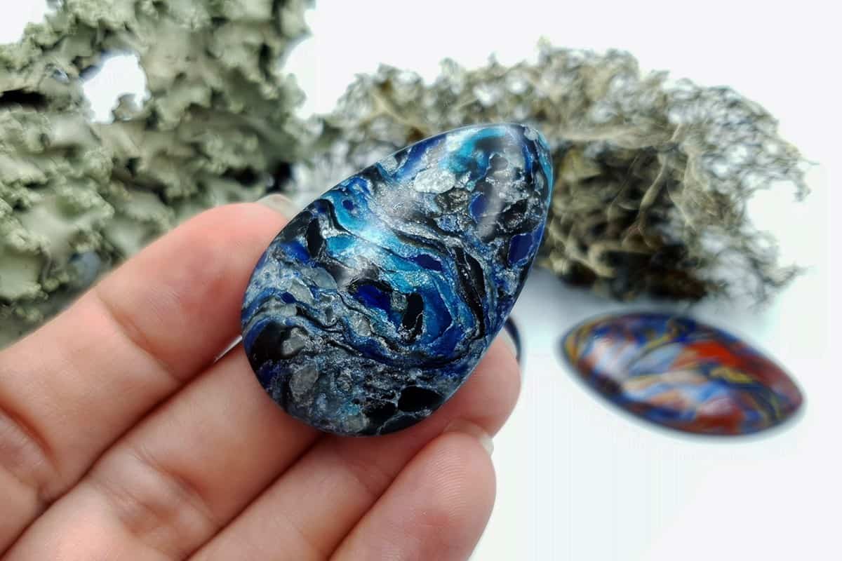 4 pcs Faux Pietersite Stones from Polymer Clay #12 Cabochons SweetyBijou Cabochons