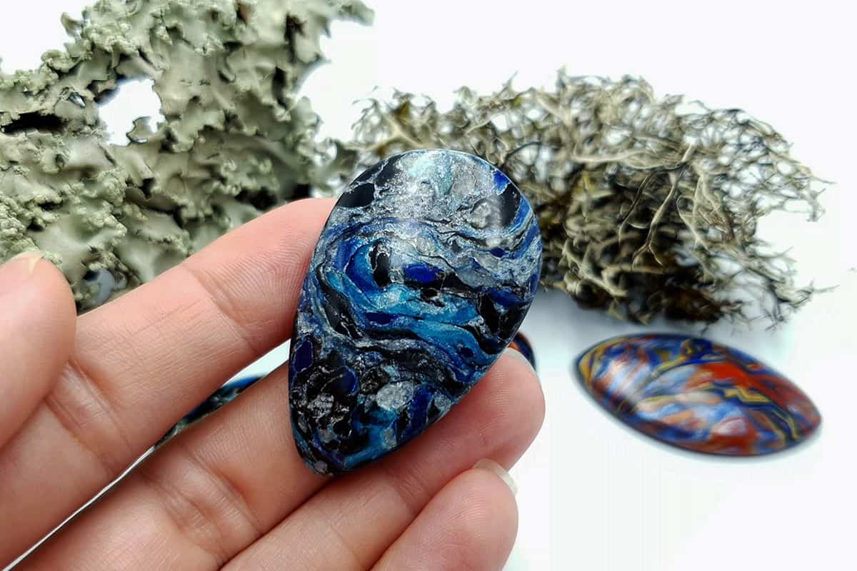 4 pcs Faux Pietersite Stones from Polymer Clay #12 Cabochons SweetyBijou Cabochons