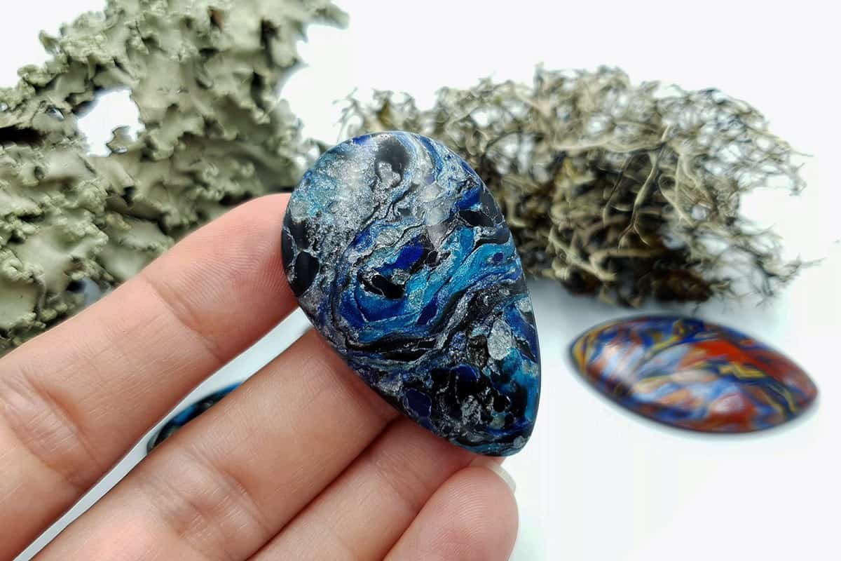 4 pcs Faux Pietersite Stones from Polymer Clay #12 Cabochons SweetyBijou Cabochons