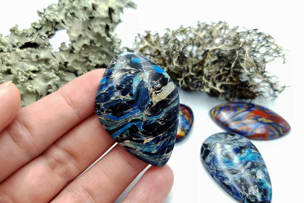 4 pcs Faux Pietersite Stones from Polymer Clay #12 Cabochons SweetyBijou Cabochons