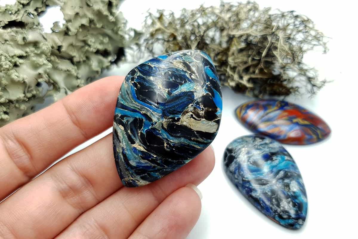 4 pcs Faux Pietersite Stones from Polymer Clay #12 Cabochons SweetyBijou Cabochons