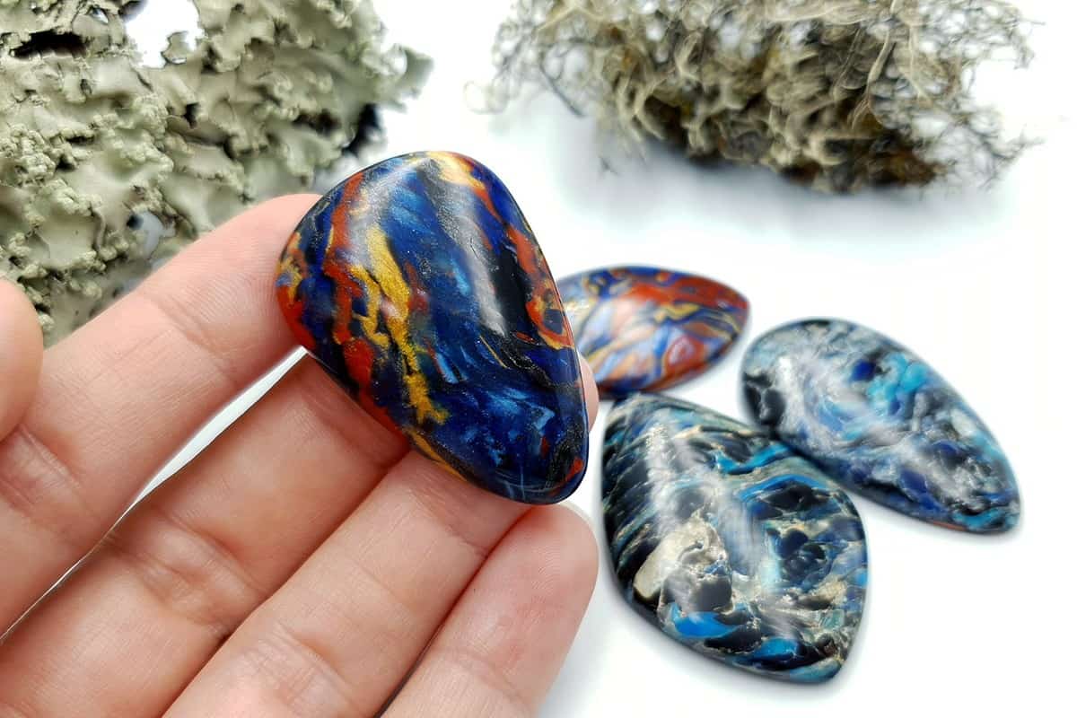 4 pcs Faux Pietersite Stones from Polymer Clay #12 Cabochons SweetyBijou Cabochons