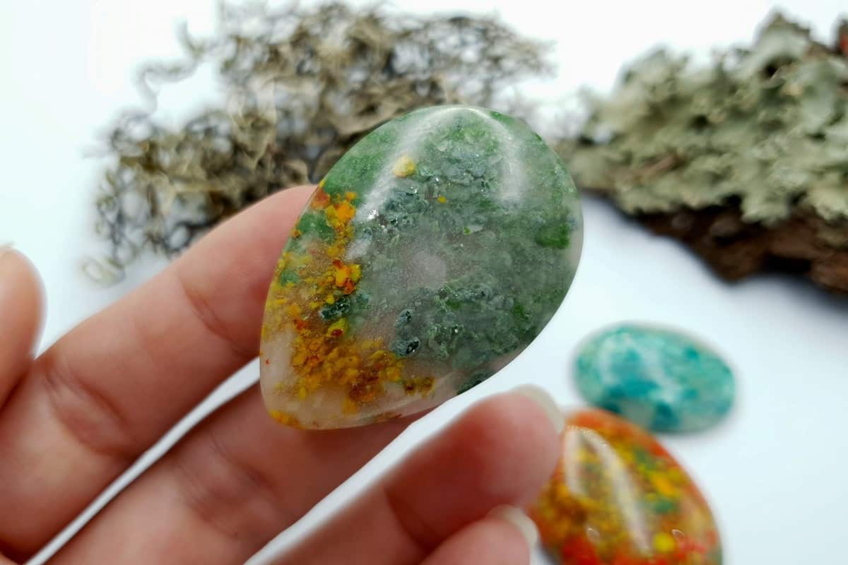 3 pcs Faux Moss Agate from Polymer Clay (Set-01) Cabochons SweetyBijou Cabochons