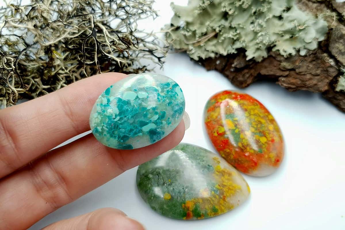 3 pcs Faux Moss Agate from Polymer Clay (Set-01) Cabochons SweetyBijou Cabochons